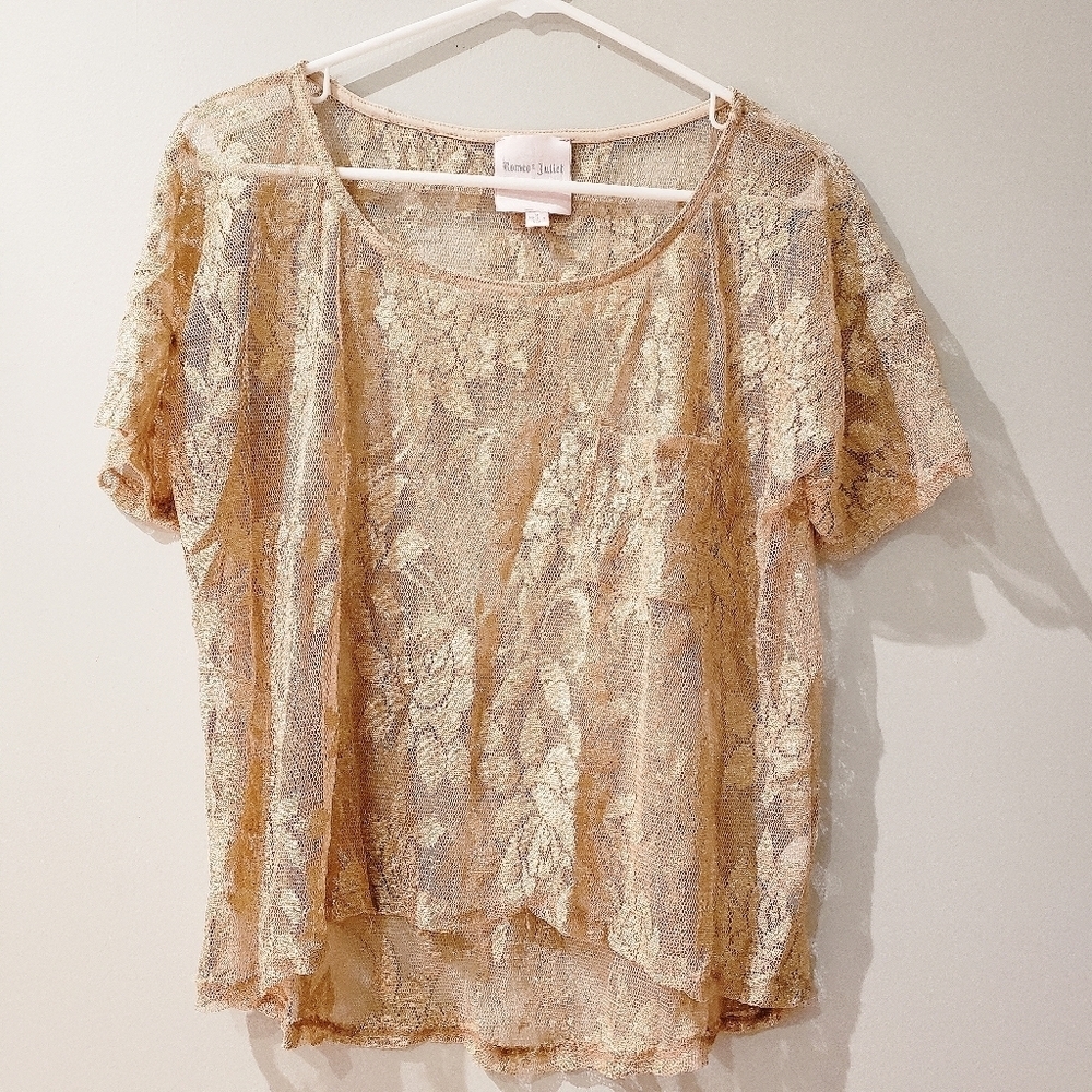Romeo & Juliet Couture Gold Lace Top